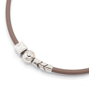 LOUIS VUITTON Gray Leather Necklace
